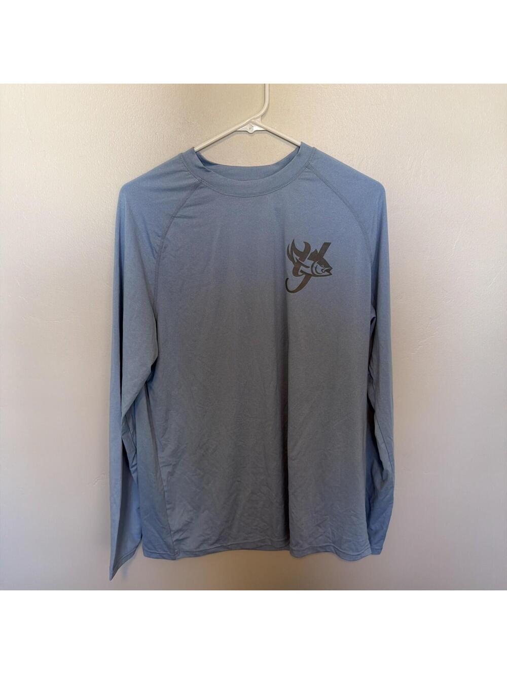 AFTCO Shirt Mens Medium Blue Long Sleeve AFTECH Performance Fishing Sun Shirt